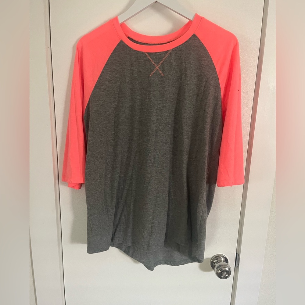 Athletic Works Charcoal and Neon Pink Long Sleeve Tee